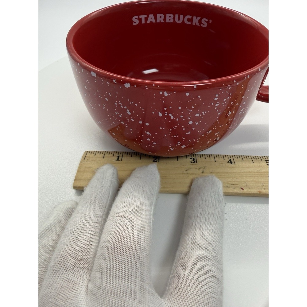 Starbucks 2019 Red Mug With White Specks Ceramic Coffee Tea Soup Bowl 16 oz - Picture 5 of 10